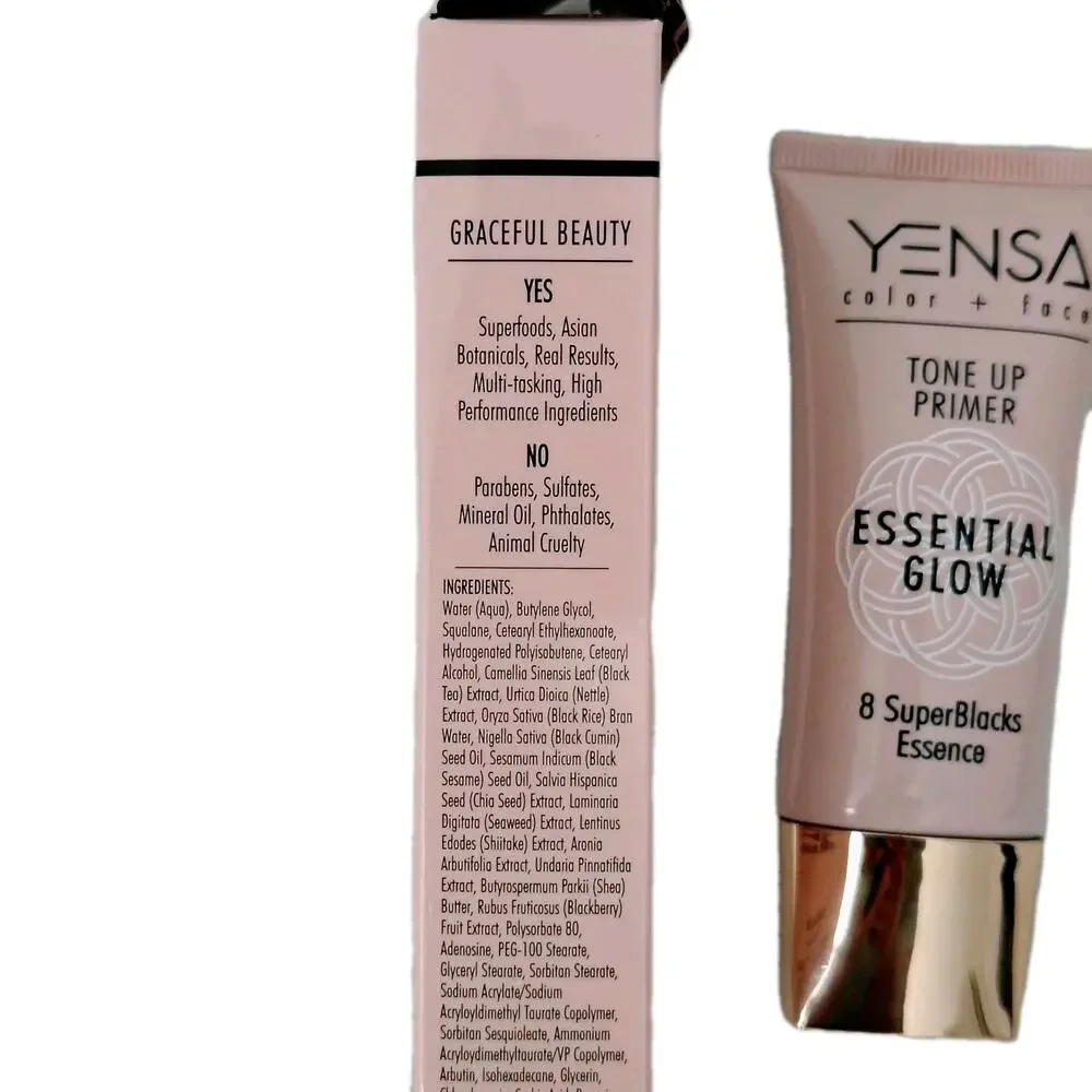 YENSA Tone Up Primer Essential Glow 8 Superblacks Essence 1 oz. Face+ Color New